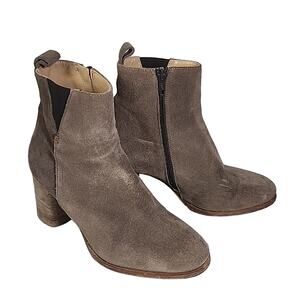 Napoleoni Taupe Brown Leather Suede Ankle Boots Womens Size 37 US 6.5